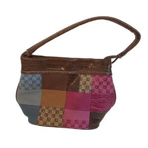 Liz Claiborne Clutch Shoulder Bag Multicolor Purse Tote Patchwork 10x 7 x 4.5